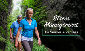 Older couple managing their stress by being outside