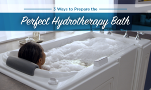 Woman enjoying a hydrotherapy bubble bath