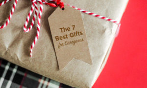 Gifts for caregivers tag on present
