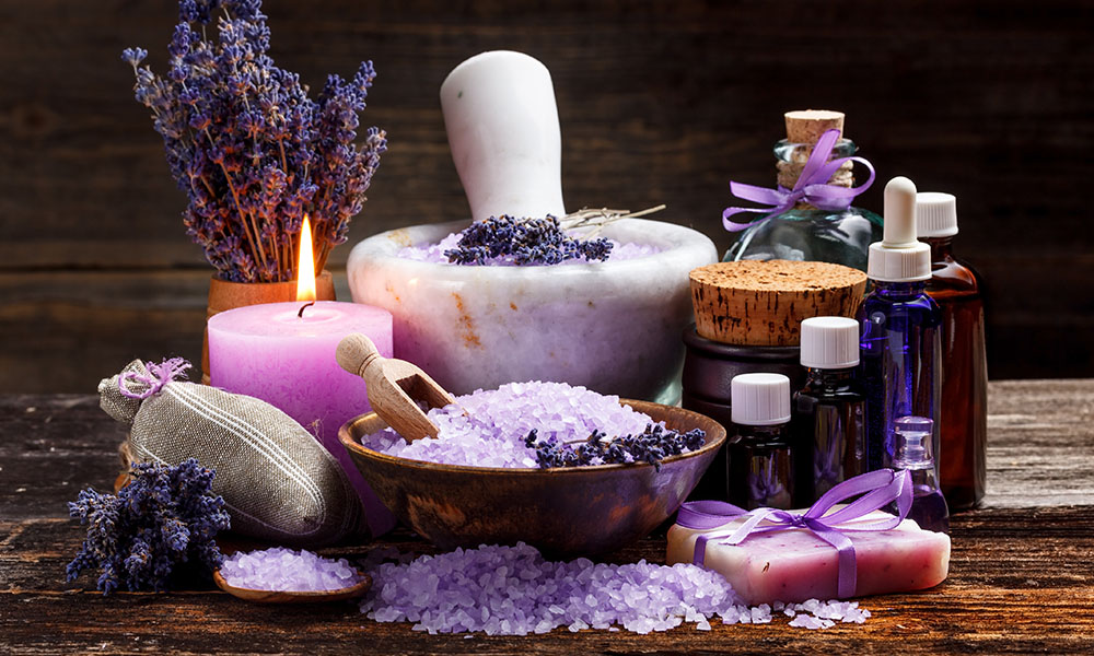 Relaxing Lavender, Bath Salts and Essential Oils