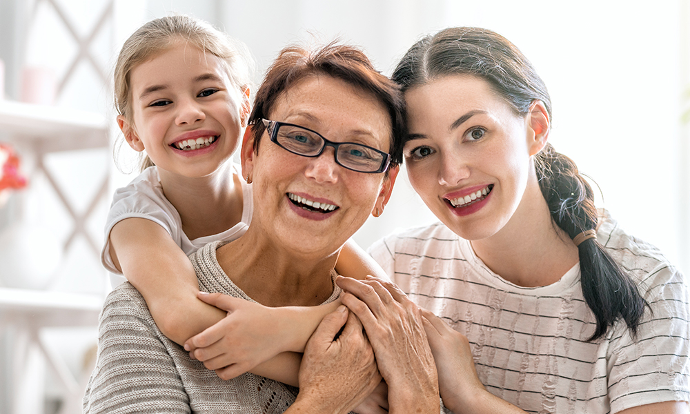 Mother, daughter, and granddaughter together